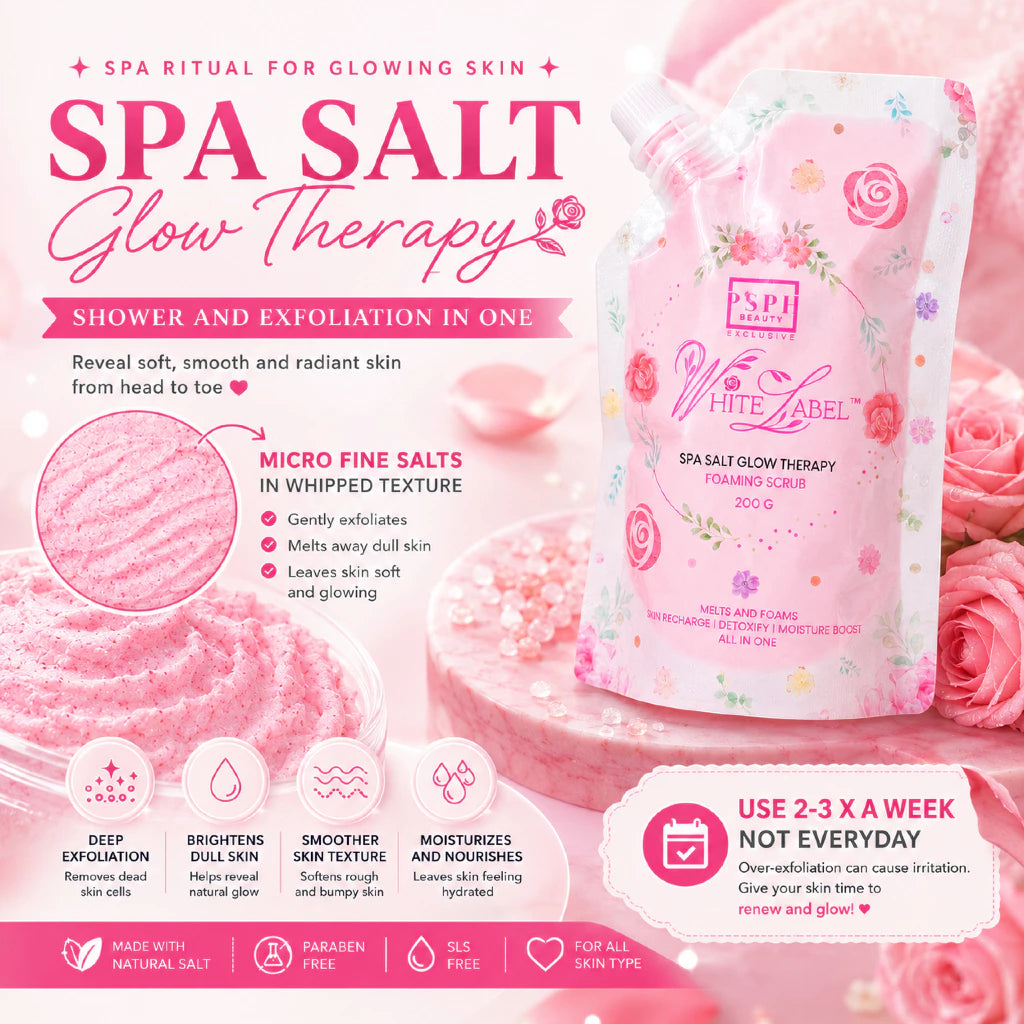PSPH Beauty White Label Spa Salt Glow Therapy Foaming Scrub 200g Face and Body Whitening Scrub