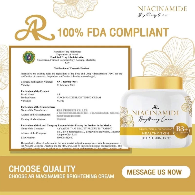 AR Niacinamide Brightening Cream 200ml from Thailand
