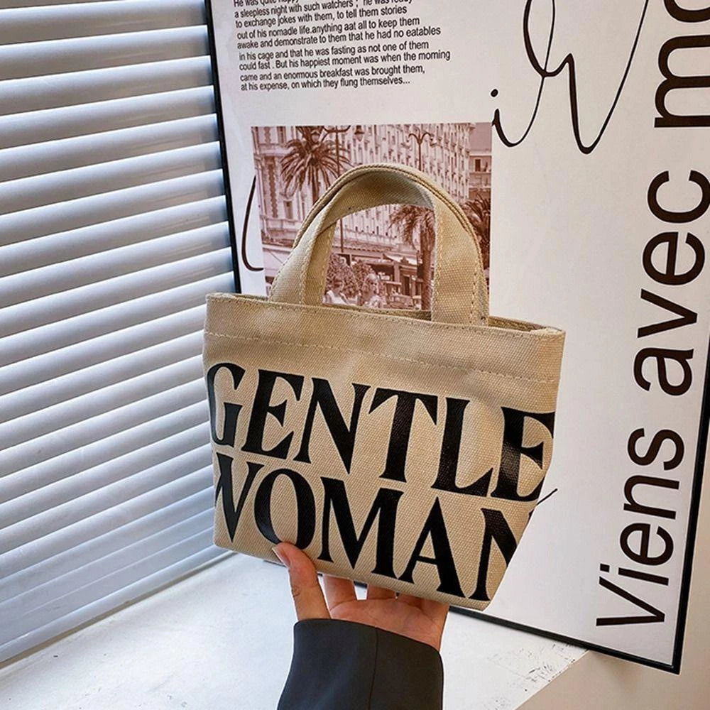 Letter Crossbody Bag Thai Gentlewoman Canvas Bag, Casual Tote Bag Small Print for Students mini tote bag