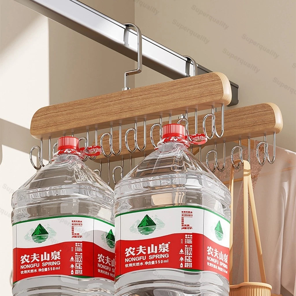 BUY 1 TAKE 1 Wooden Clothes Hanger Household Solid Wood 8 Hook Clothes Hanger