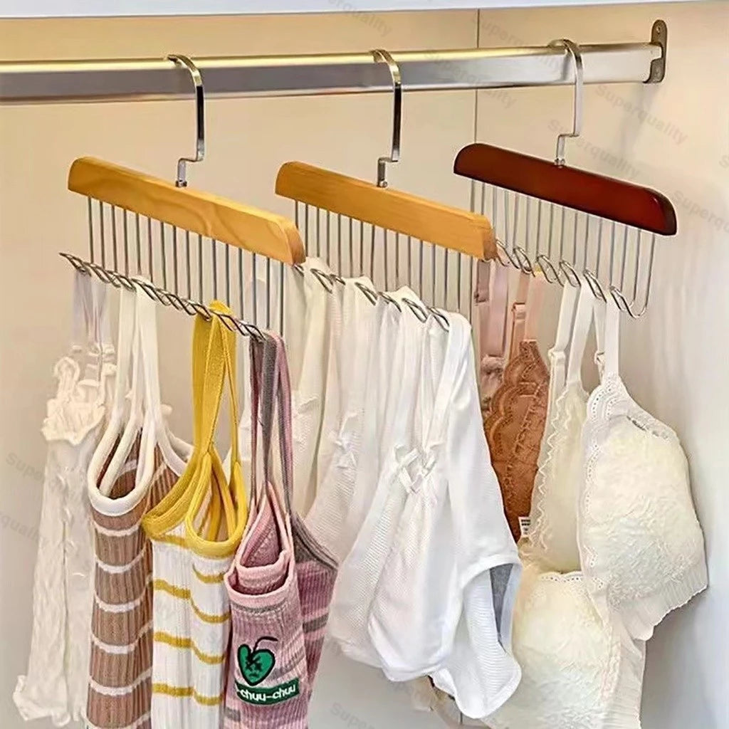 BUY 1 TAKE 1 Wooden Clothes Hanger Household Solid Wood 8 Hook Clothes Hanger