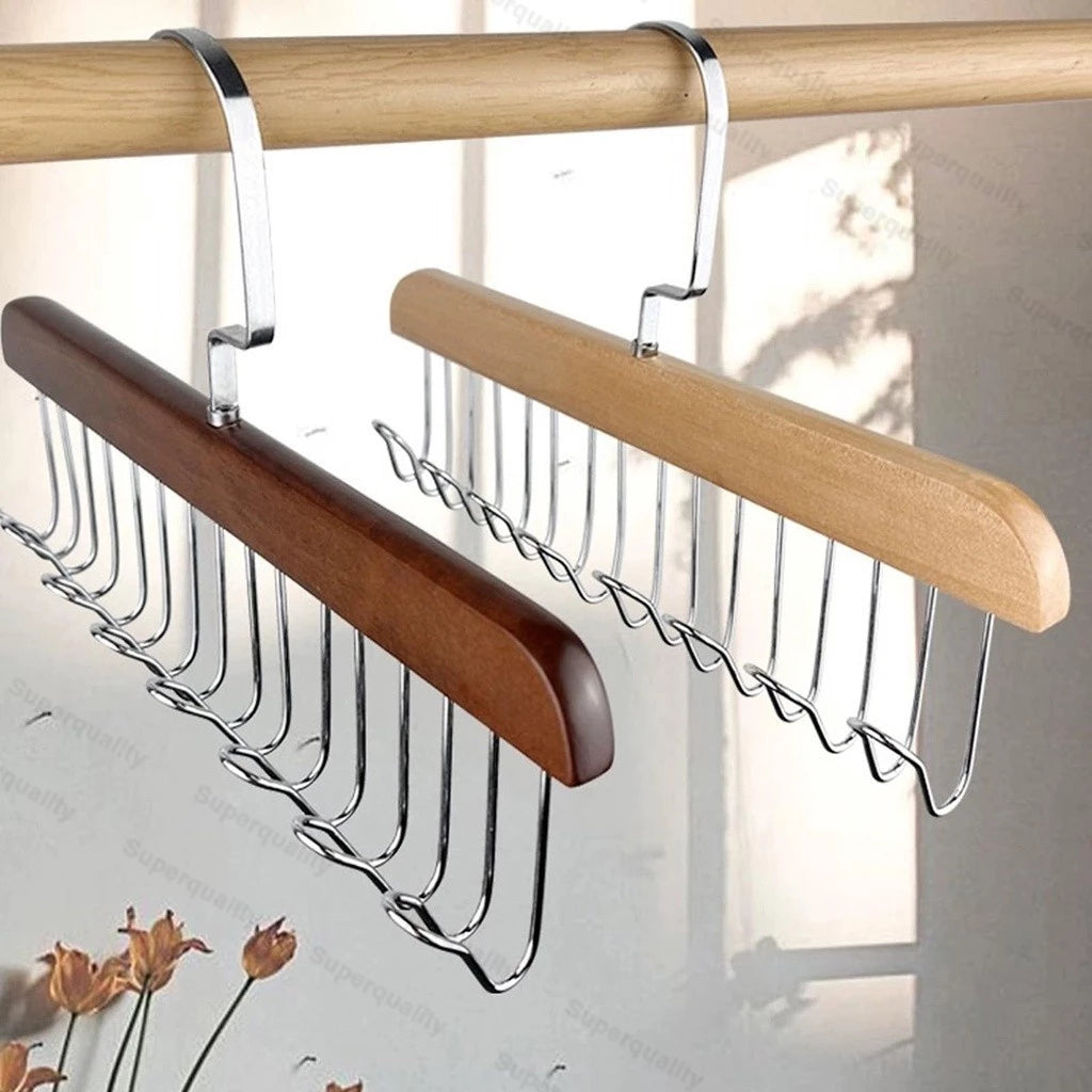 BUY 1 TAKE 1 Wooden Clothes Hanger Household Solid Wood 8 Hook Clothes Hanger