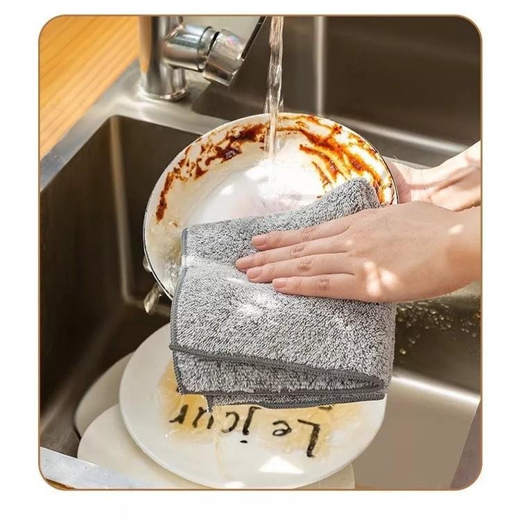 Kitchen Rags Oil Free Bamboo Charcoal Fiber Dish Washing Towels Strong Cleaning Power Cloth