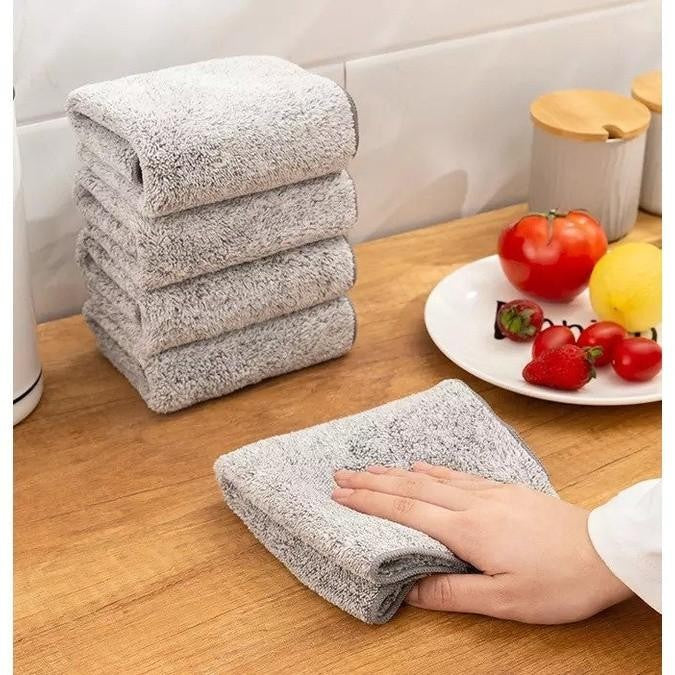 Kitchen Rags Oil Free Bamboo Charcoal Fiber Dish Washing Towels Strong Cleaning Power Cloth