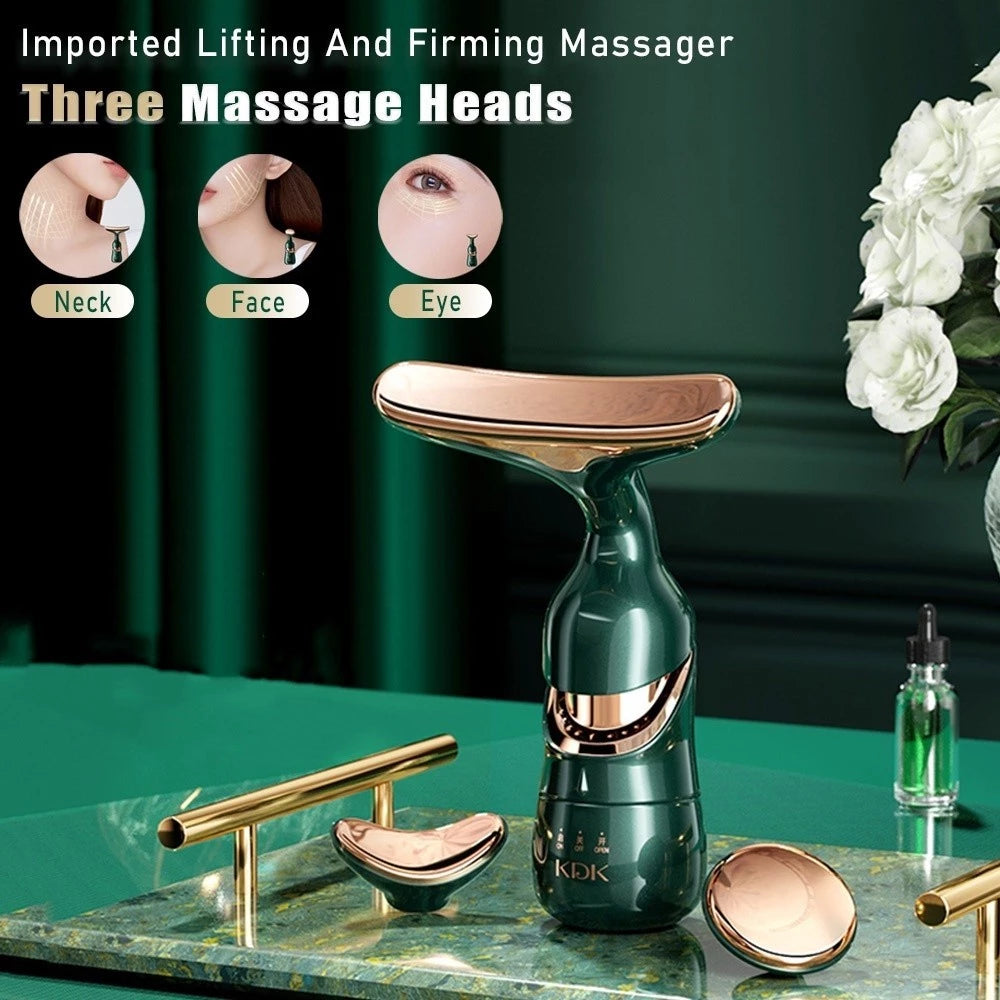 3 in 1 Electric Face Massager Essence Face Cream Introducer Neck Face Eye Massager with 3 Heads