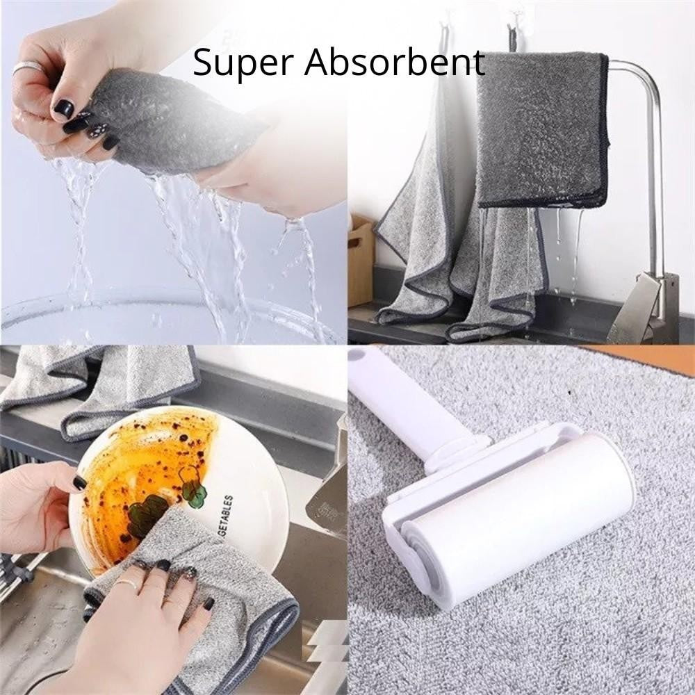 Kitchen Rags Oil Free Bamboo Charcoal Fiber Dish Washing Towels Strong Cleaning Power Cloth