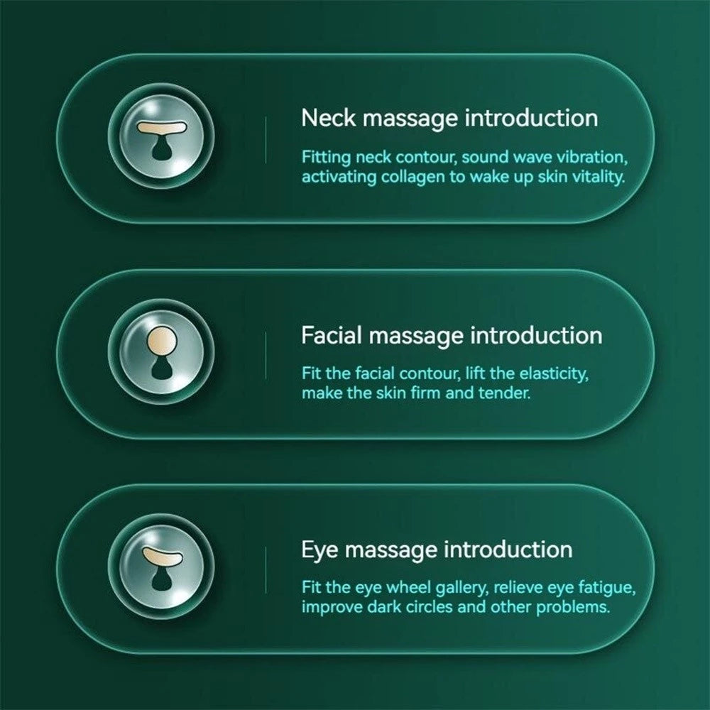 3 in 1 Electric Face Massager Essence Face Cream Introducer Neck Face Eye Massager with 3 Heads