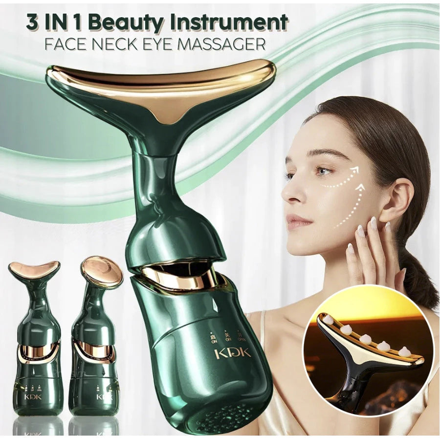 3 in 1 Electric Face Massager Essence Face Cream Introducer Neck Face Eye Massager with 3 Heads