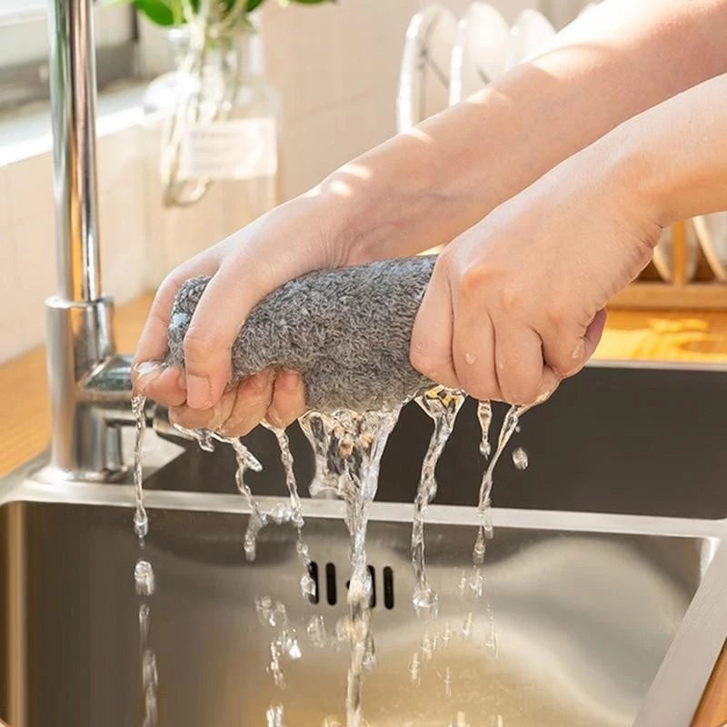 Kitchen Rags Oil Free Bamboo Charcoal Fiber Dish Washing Towels Strong Cleaning Power Cloth
