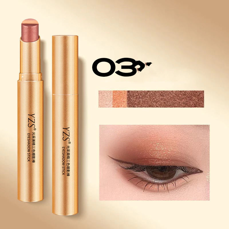 YZS Three-color Eyeshadow Stick Pearl Glitter Contour Matte Natural