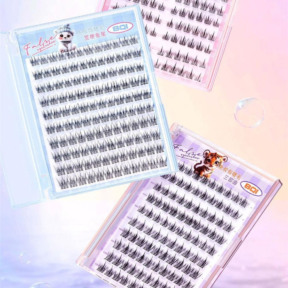 BQI 100-120 Cluster False Eyelashes With Glue Self-Adhesive New Upgraded Softer Lashes Glue-Free 10-12mm