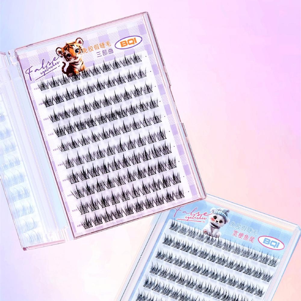 BQI 100-120 Cluster False Eyelashes With Glue Self-Adhesive New Upgraded Softer Lashes Glue-Free 10-12mm