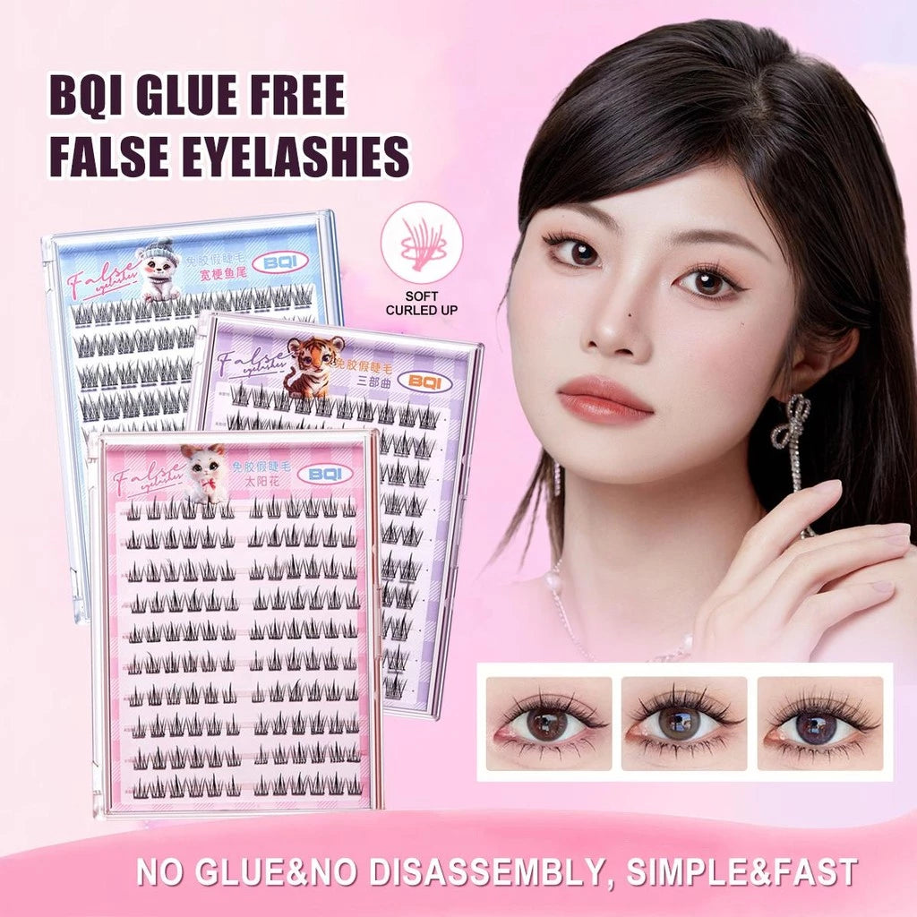 BQI 100-120 Cluster False Eyelashes With Glue Self-Adhesive New Upgraded Softer Lashes Glue-Free 10-12mm