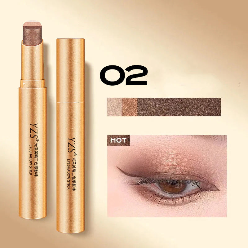 YZS Three-color Eyeshadow Stick Pearl Glitter Contour Matte Natural