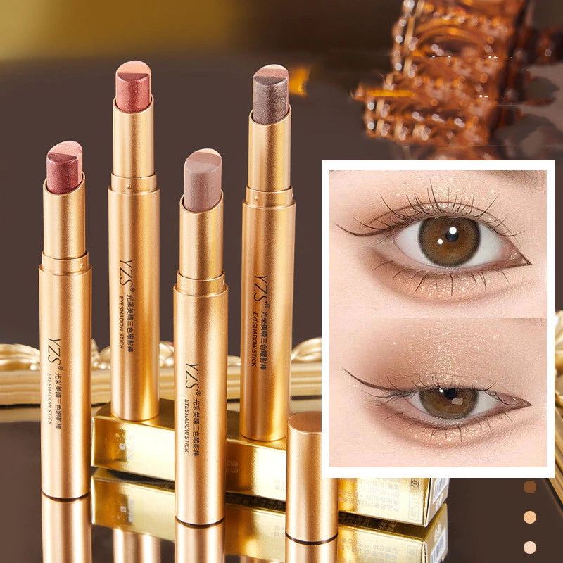 YZS Three-color Eyeshadow Stick Pearl Glitter Contour Matte Natural