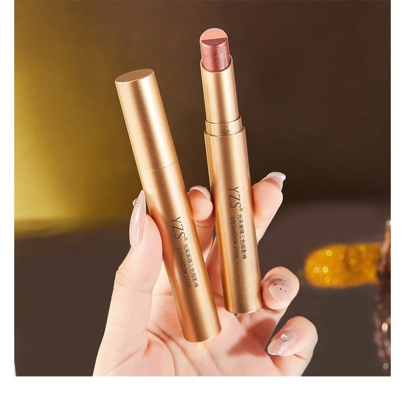 YZS Three-color Eyeshadow Stick Pearl Glitter Contour Matte Natural