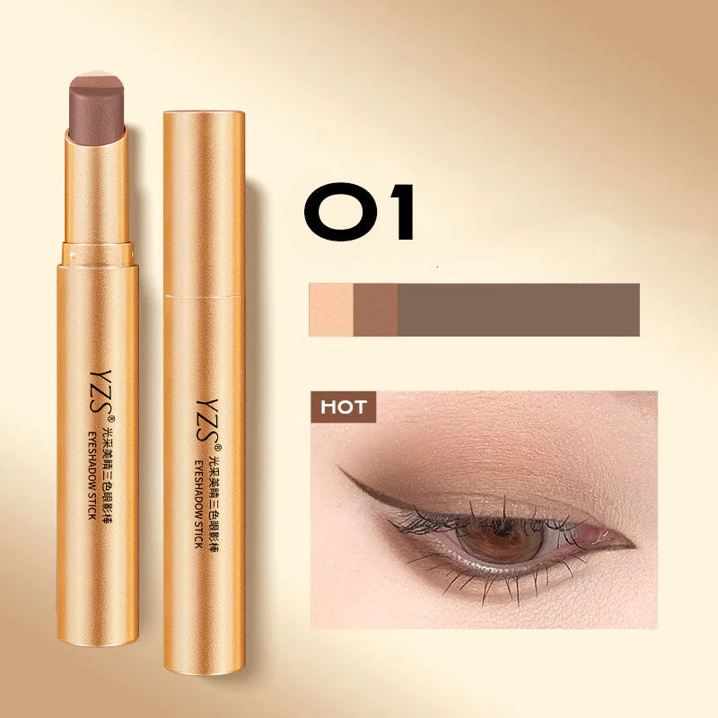 YZS Three-color Eyeshadow Stick Pearl Glitter Contour Matte Natural