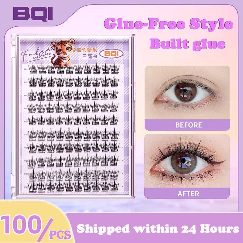 BQI 100-120 Cluster False Eyelashes With Glue Self-Adhesive New Upgraded Softer Lashes Glue-Free 10-12mm