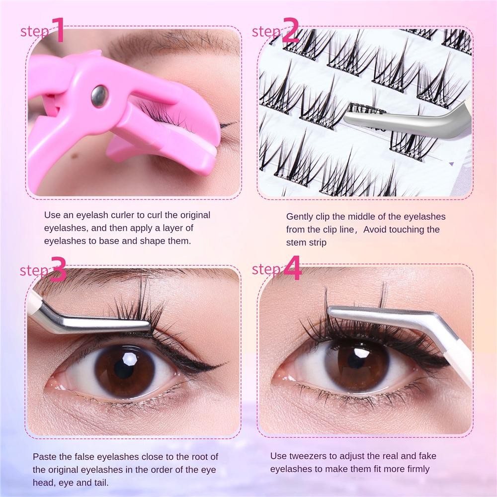 BQI 100-120 Cluster False Eyelashes With Glue Self-Adhesive New Upgraded Softer Lashes Glue-Free 10-12mm