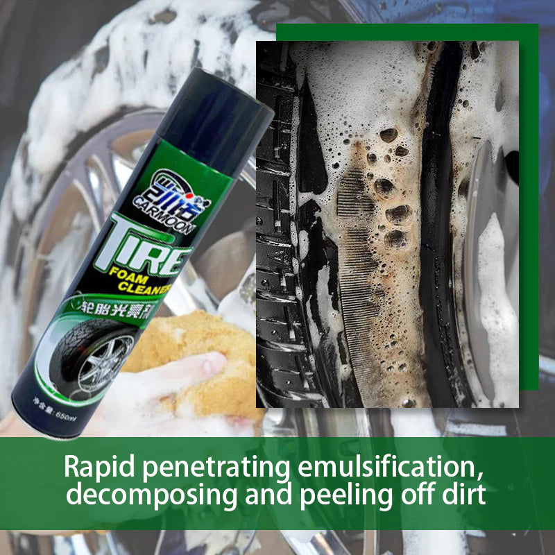 Tire Foam Cleaner Car Tire Black Retreading Maintenance Motor Tire Spray Foam Cleaner Polish 600ML