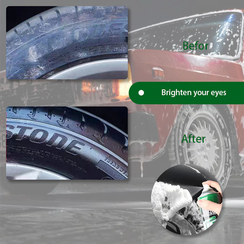 Tire Foam Cleaner Car Tire Black Retreading Maintenance Motor Tire Spray Foam Cleaner Polish 600ML