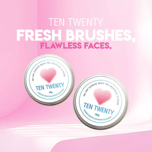 TEN TWENTY Makeup Brush Cleaning Soap, Portable Powder Puff and Beauty Blender Cleaning Tool Set
