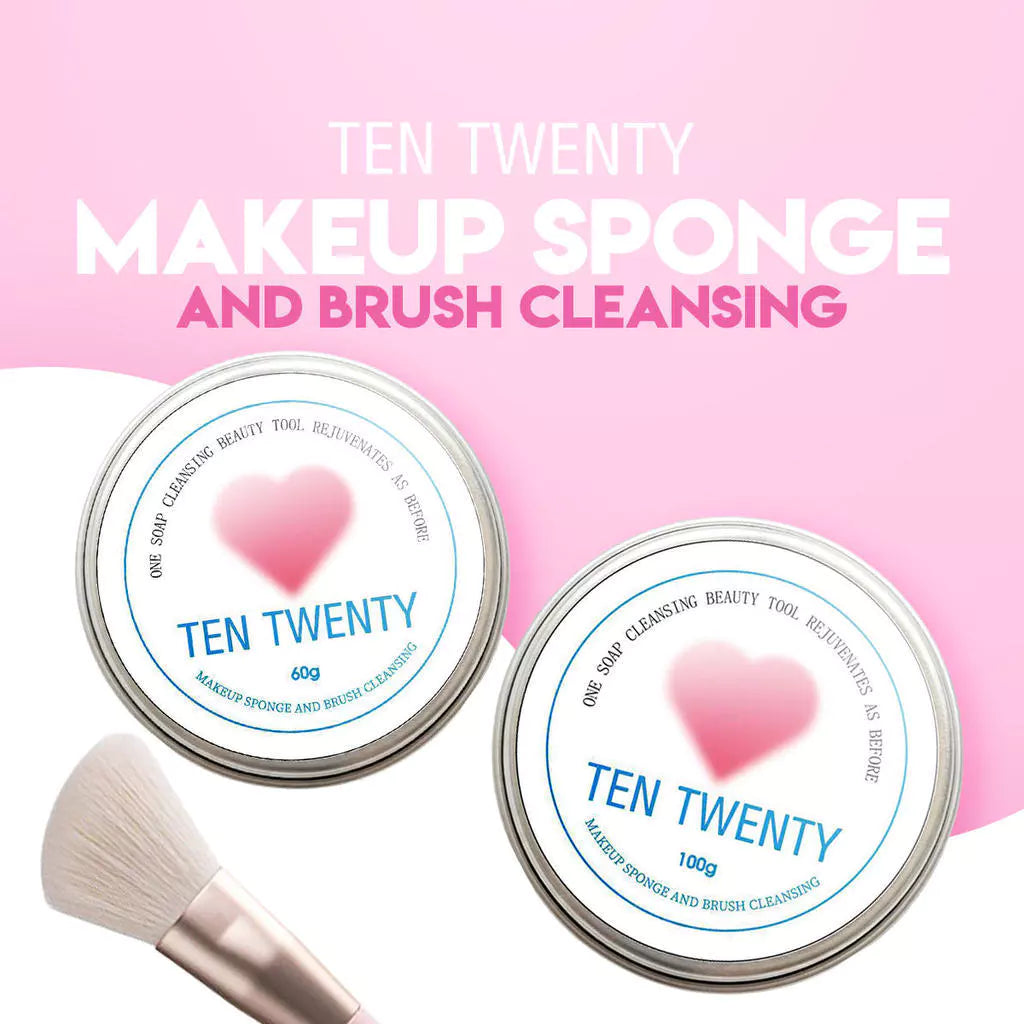 TEN TWENTY Makeup Brush Cleaning Soap, Portable Powder Puff and Beauty Blender Cleaning Tool Set