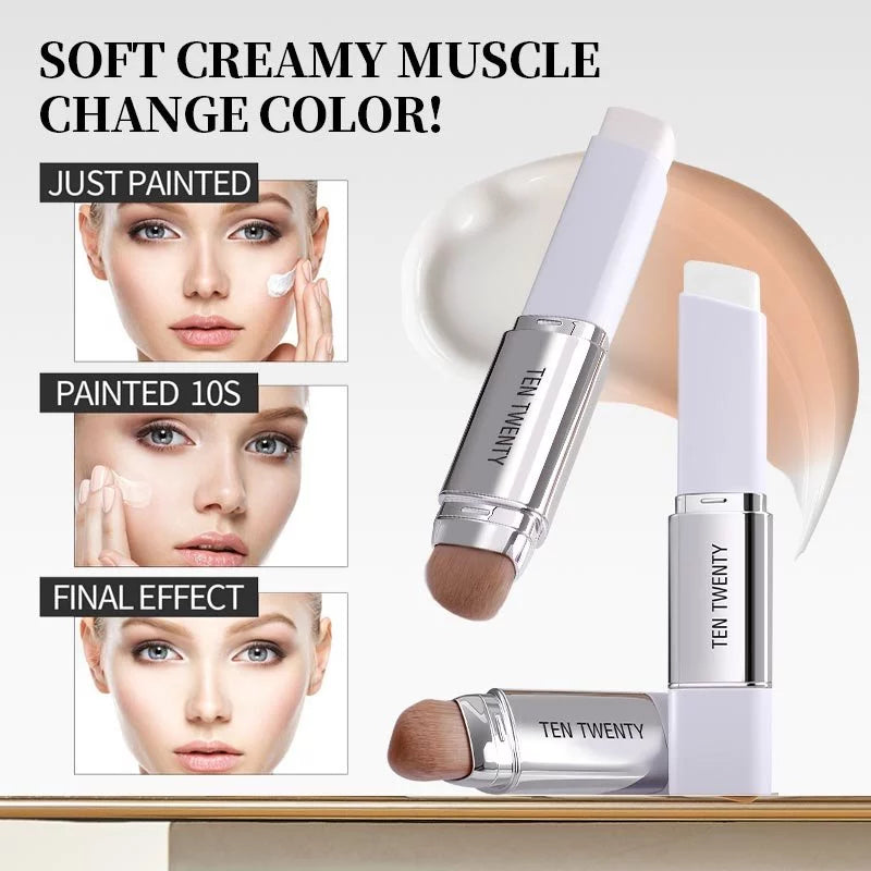 TEN TWENTY 2 in 1 Color Changing Foundation Stick Coverage Lasting Waterproof Makeup Base Concealer