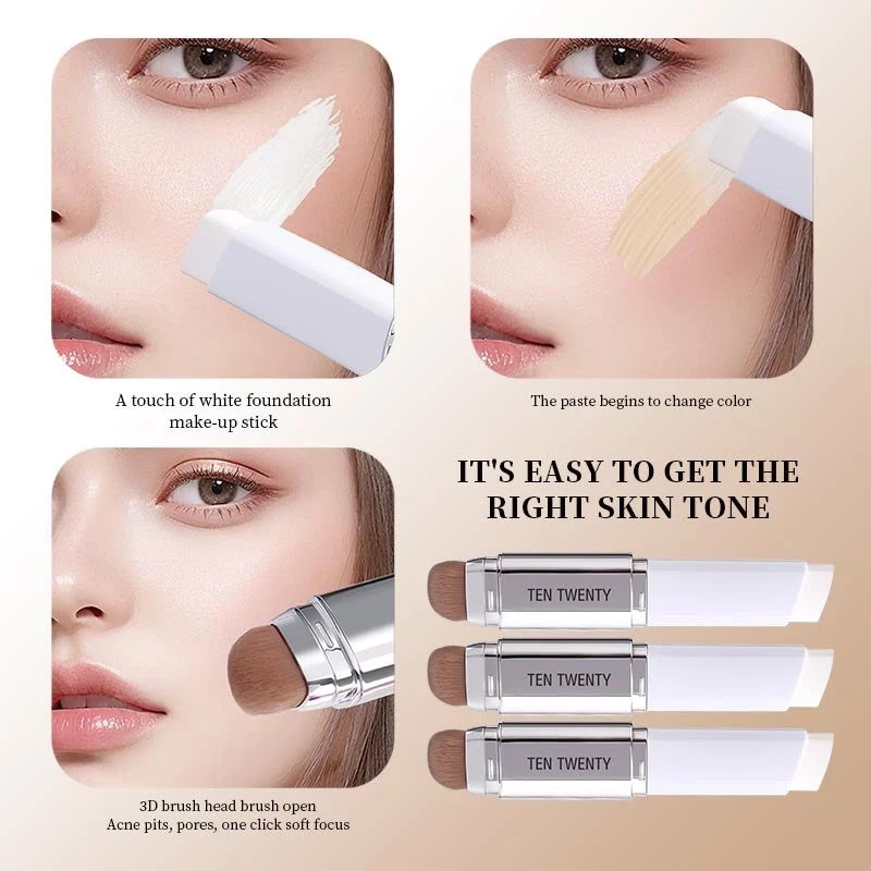 TEN TWENTY 2 in 1 Color Changing Foundation Stick Coverage Lasting Waterproof Makeup Base Concealer