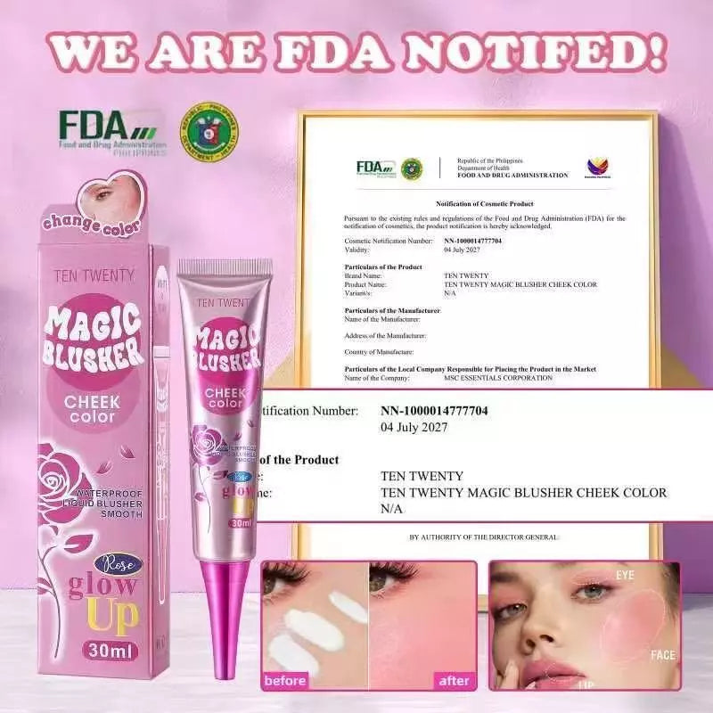 Buy 1 Take 1 TEN TWENTY Magic Color Changing Blusher and Kiss Waterproof Long Lasting Cheek Makeup