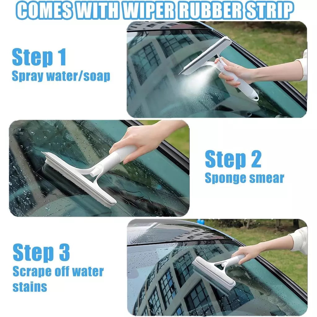 3 in 1 Window Cleaning Scraper,White 3 in 1 Spray Squeegee