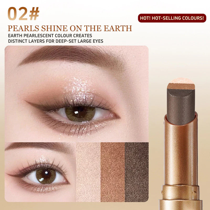 O'CHEAL 3 Color Eyeshadow Stick Pen Pearlescent Glitter Waterproof Eyeshadow Pen Gradient Eyeshadow Stick High Pigment Long Lasting