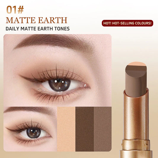 O'CHEAL 3 Color Eyeshadow Stick Pen Pearlescent Glitter Waterproof Eyeshadow Pen Gradient Eyeshadow Stick High Pigment Long Lasting