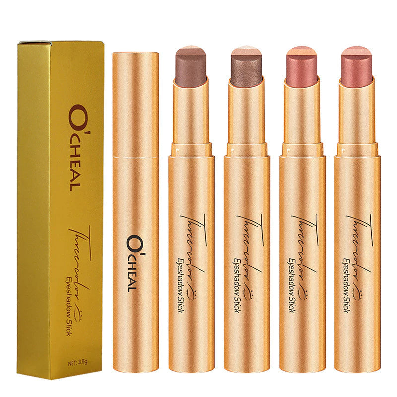 O'CHEAL 3 Color Eyeshadow Stick Pen Pearlescent Glitter Waterproof Eyeshadow Pen Gradient Eyeshadow Stick High Pigment Long Lasting