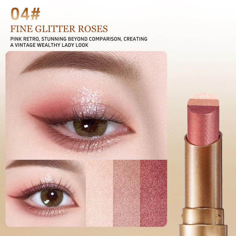 O'CHEAL 3 Color Eyeshadow Stick Pen Pearlescent Glitter Waterproof Eyeshadow Pen Gradient Eyeshadow Stick High Pigment Long Lasting