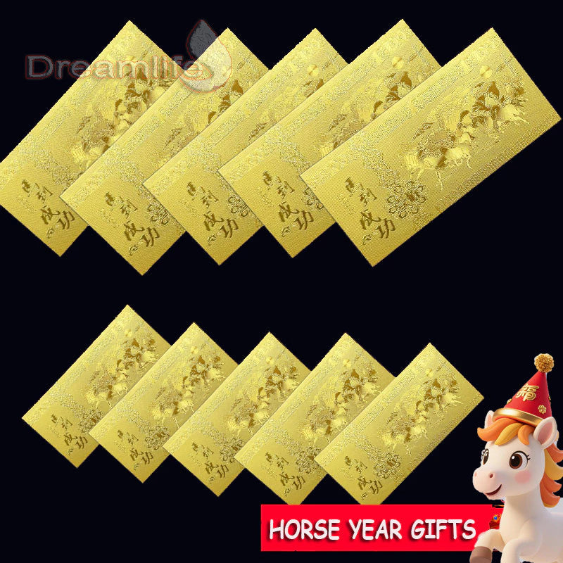 BUY 1 TAKE 3 Lucky Charm 2026 Year Of The Horse Golden Money Foil Big, Money Foil Small, Red Bracelet, Lucky Coin For Money Prosperity Good Fortune Gift