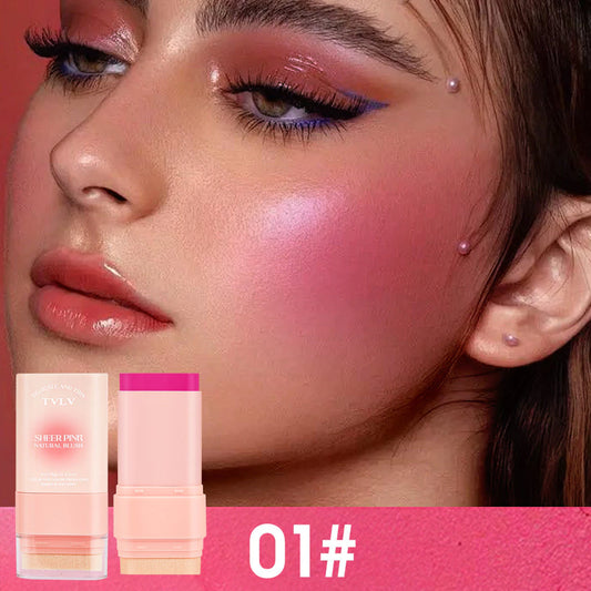 TVLV Matte 6-Shade Solid Blush Stick 15g Natural Nude Makeup Lipstick Multi-Use Waterproof Sweat-Resistant Rouge Cream