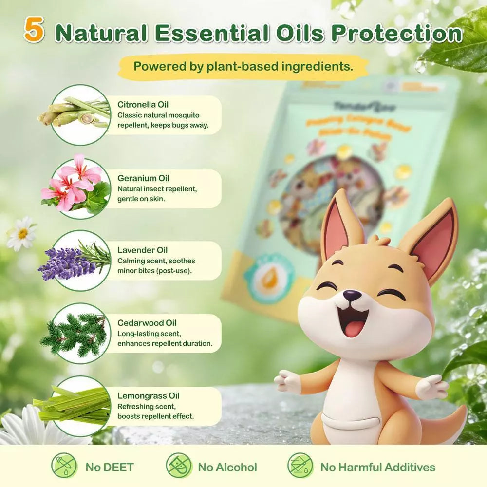 Tenderoo Citronella Patch Popping Cologne Bead Stick-On Patch Natural Essential Oils Long-Lasting