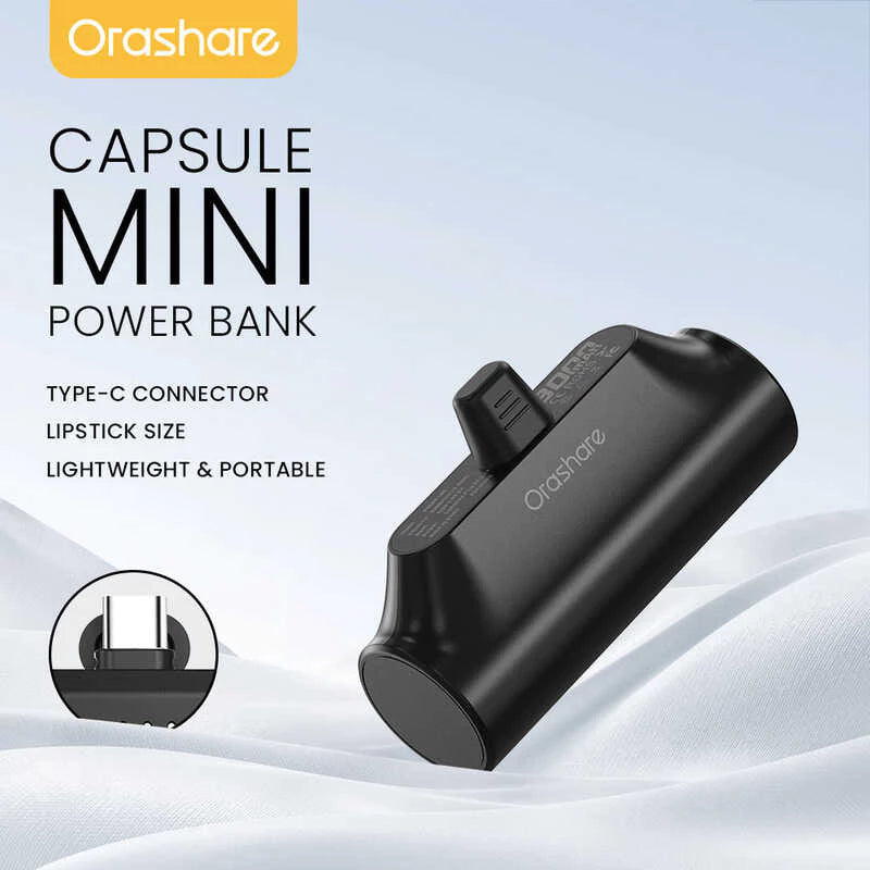 Orashare Pnc03 3000Mah Super Mini Capsule Fast Charging Powerbank With Type-C/Iph Port Portable