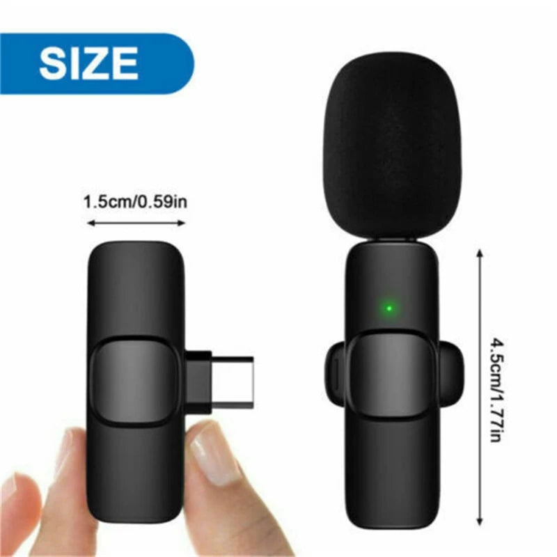 Wireless Lavalier Mic Plug & Play Noise Reduction Live Stream Interview for Android iPhone