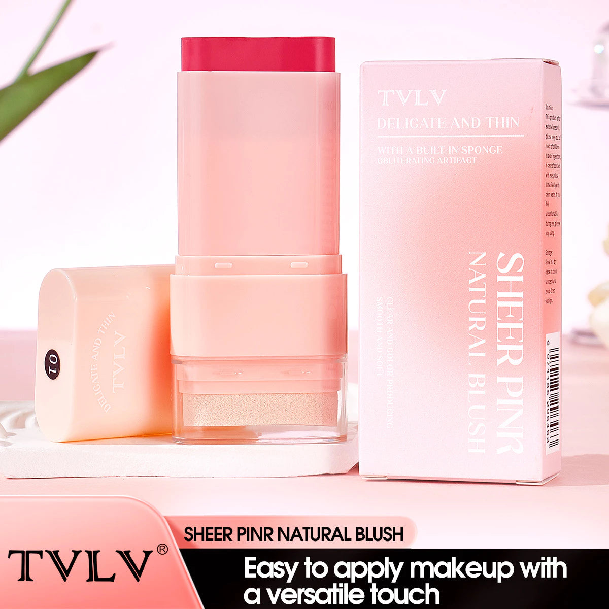 TVLV Matte 6-Shade Solid Blush Stick 15g Natural Nude Makeup Lipstick Multi-Use Waterproof Sweat-Resistant Rouge Cream